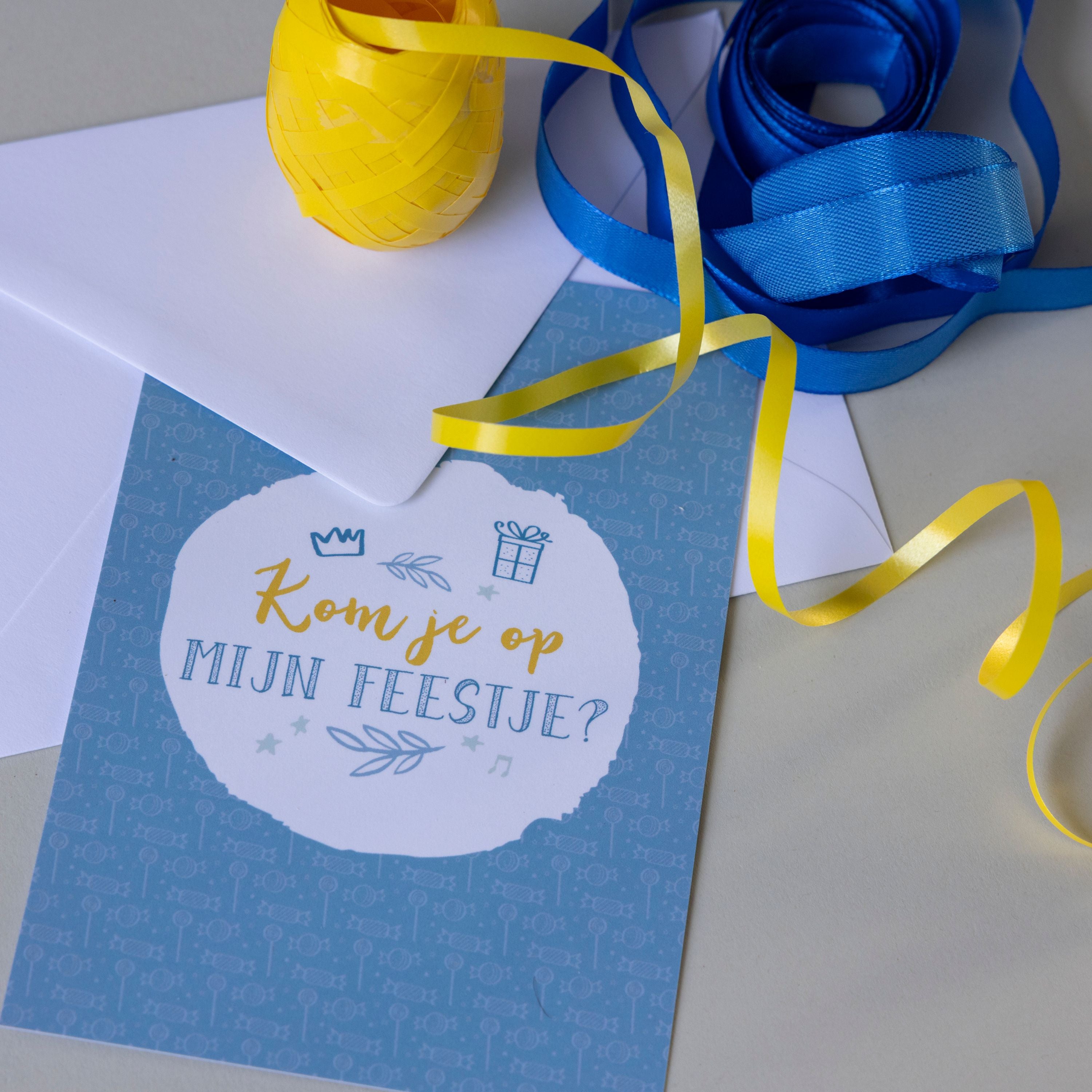 Uitnodigingen kinderfeestje - 10 stuks - blauw