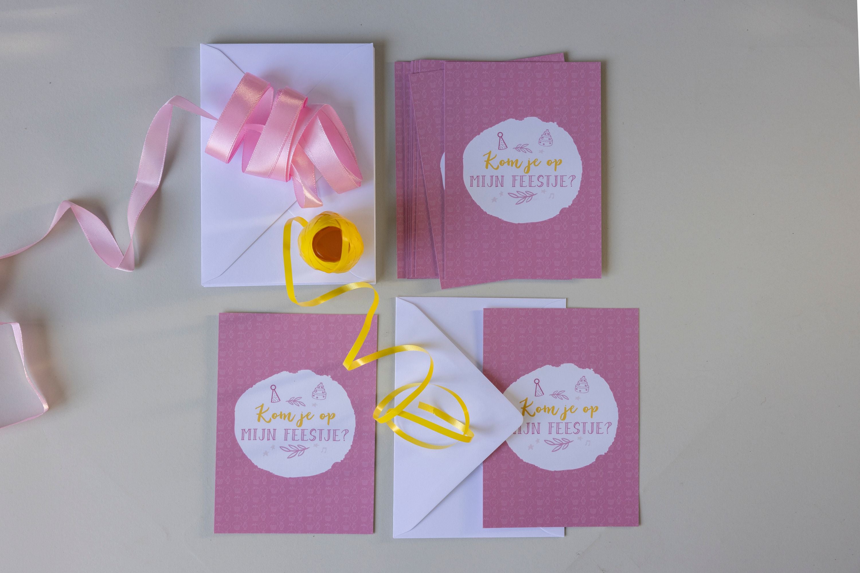 Uitnodigingen kinderfeestje - 10 stuks - roze