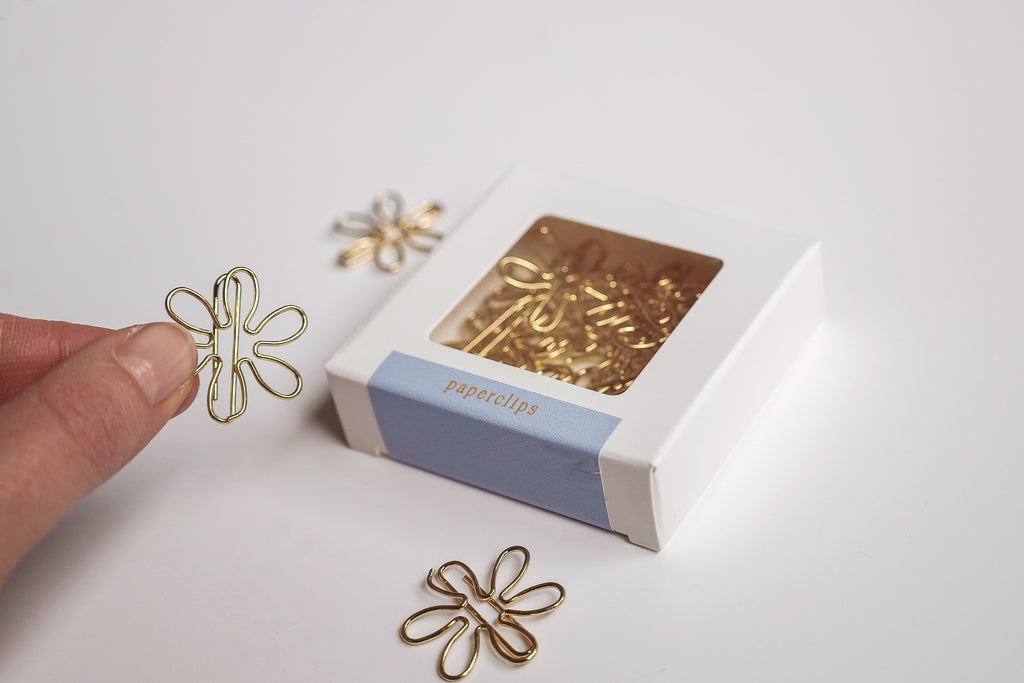 Paperclips bloem - 20 stuks - goud