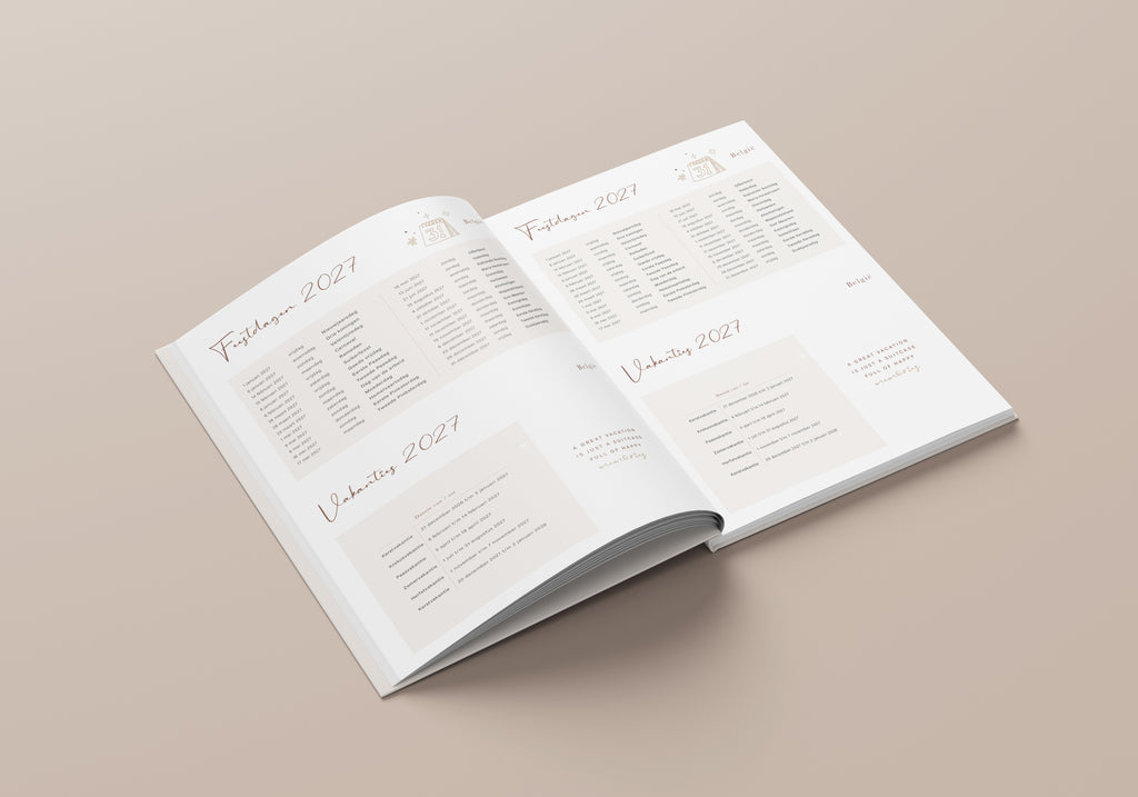 Agenda 2027 - A4 jaaragenda - Weekagenda  - 1 week op 2 pagina's