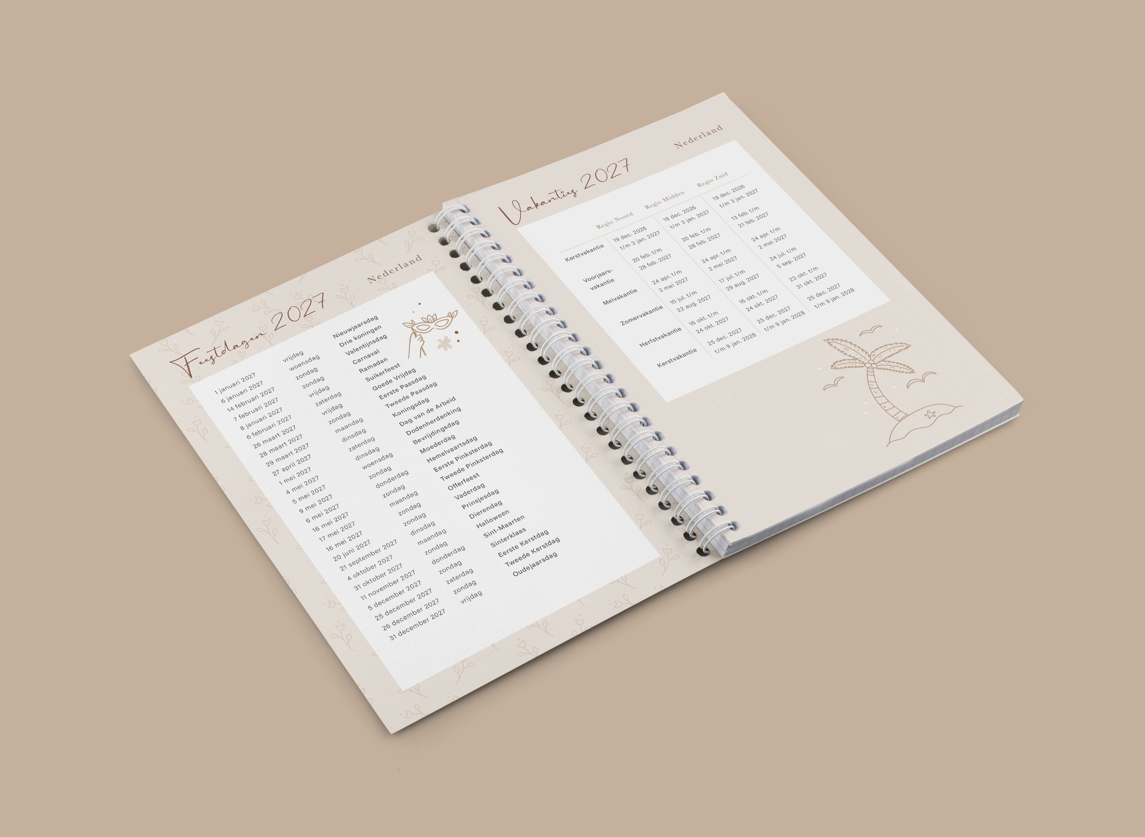 Agenda 2027 - A5 jaaragenda - Weekagenda  - 1 week op 2 pagina's