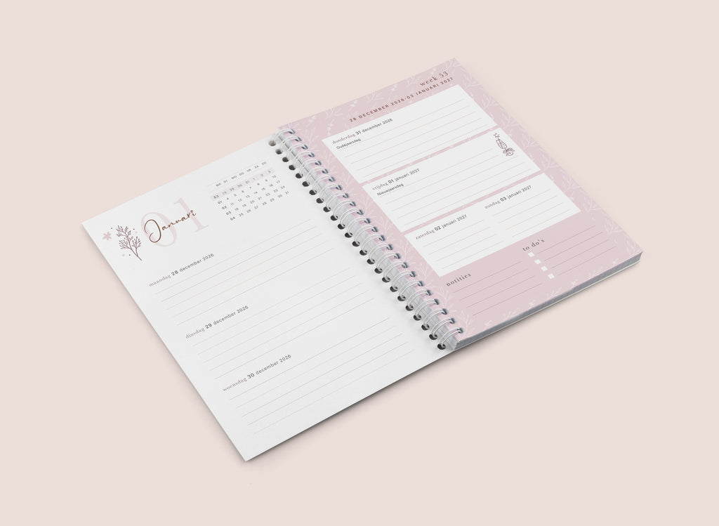 Agenda 2027 - A5 jaaragenda - Weekagenda  - 1 week op 2 pagina's