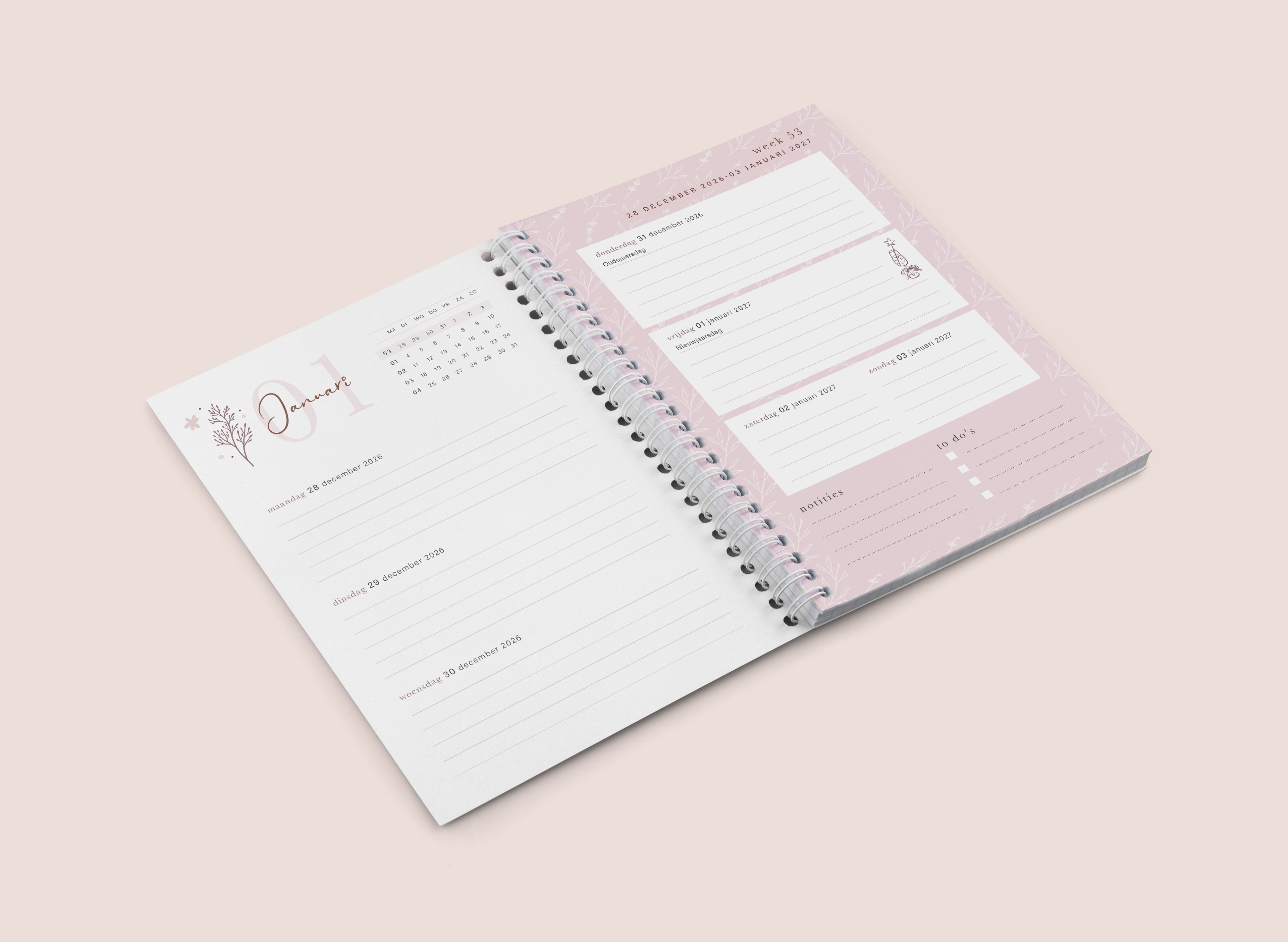 Agenda 2027 - A5 jaaragenda - Weekagenda  - 1 week op 2 pagina's