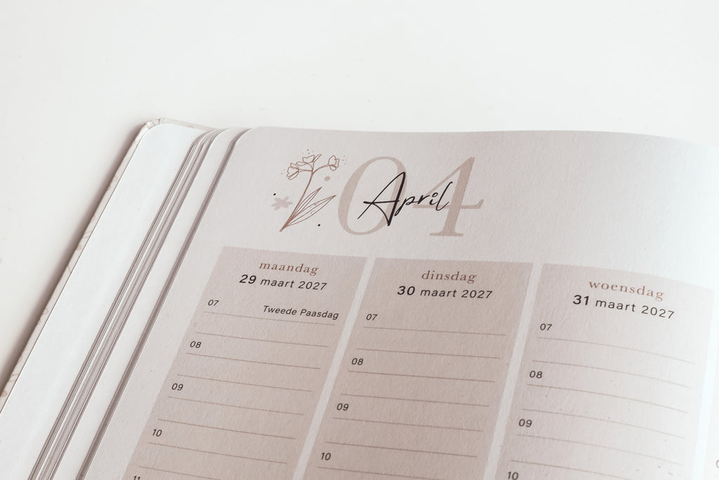 Agenda 2027 - A4 jaaragenda - Weekagenda  - 1 week op 2 pagina's