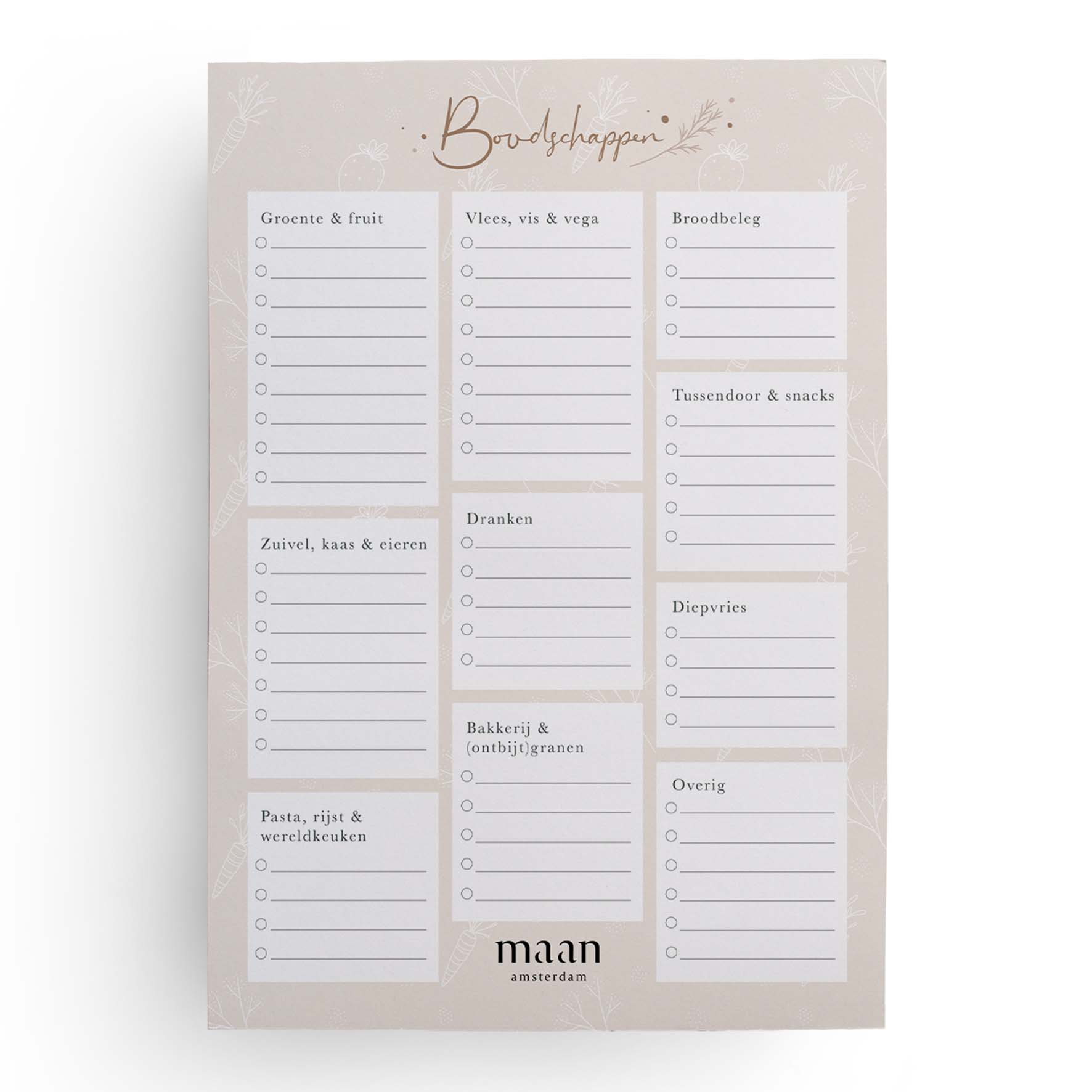 Boodschappenlijstje A5 - Eclipse - beige
