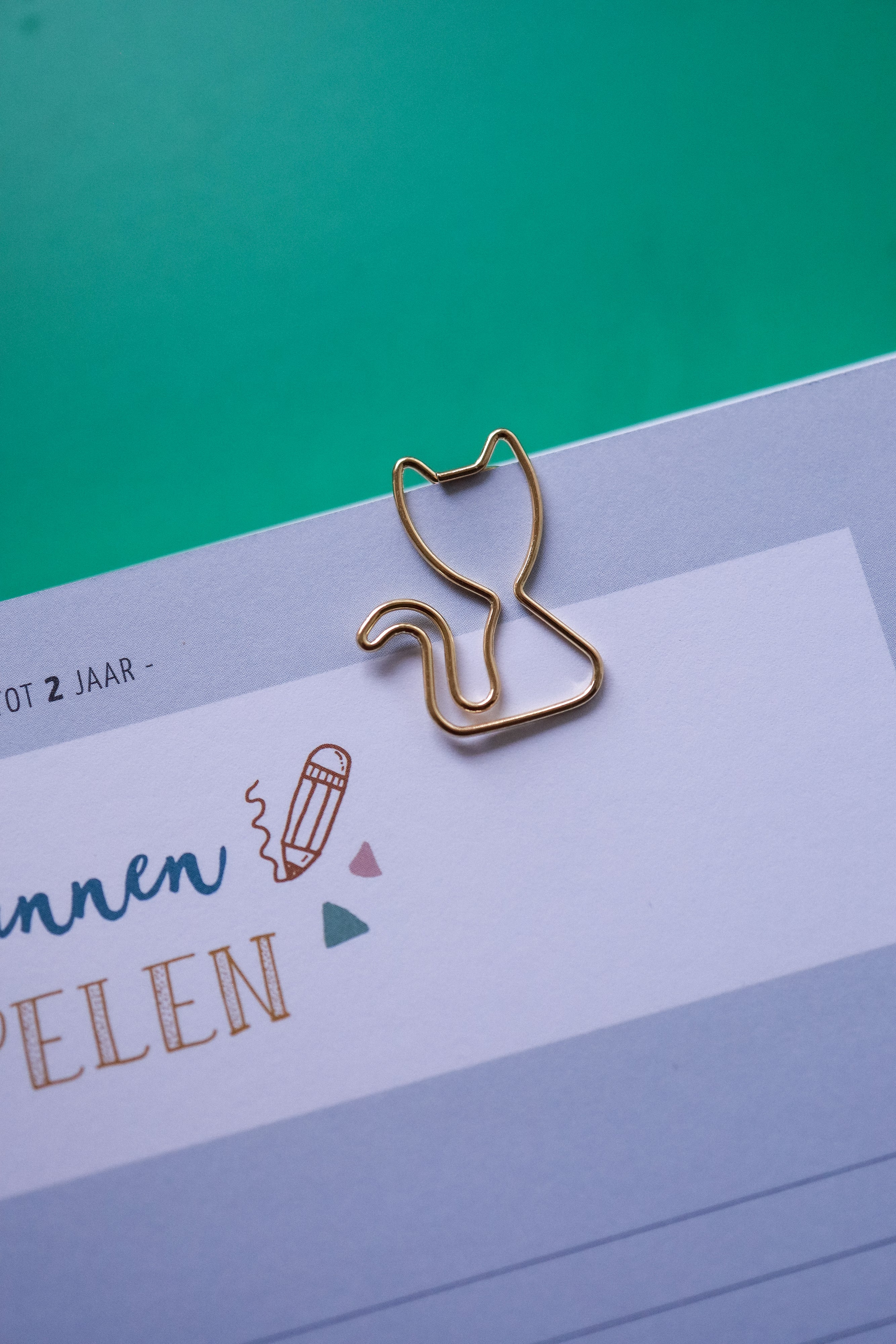 Paperclips kat - 20 stuks - goud