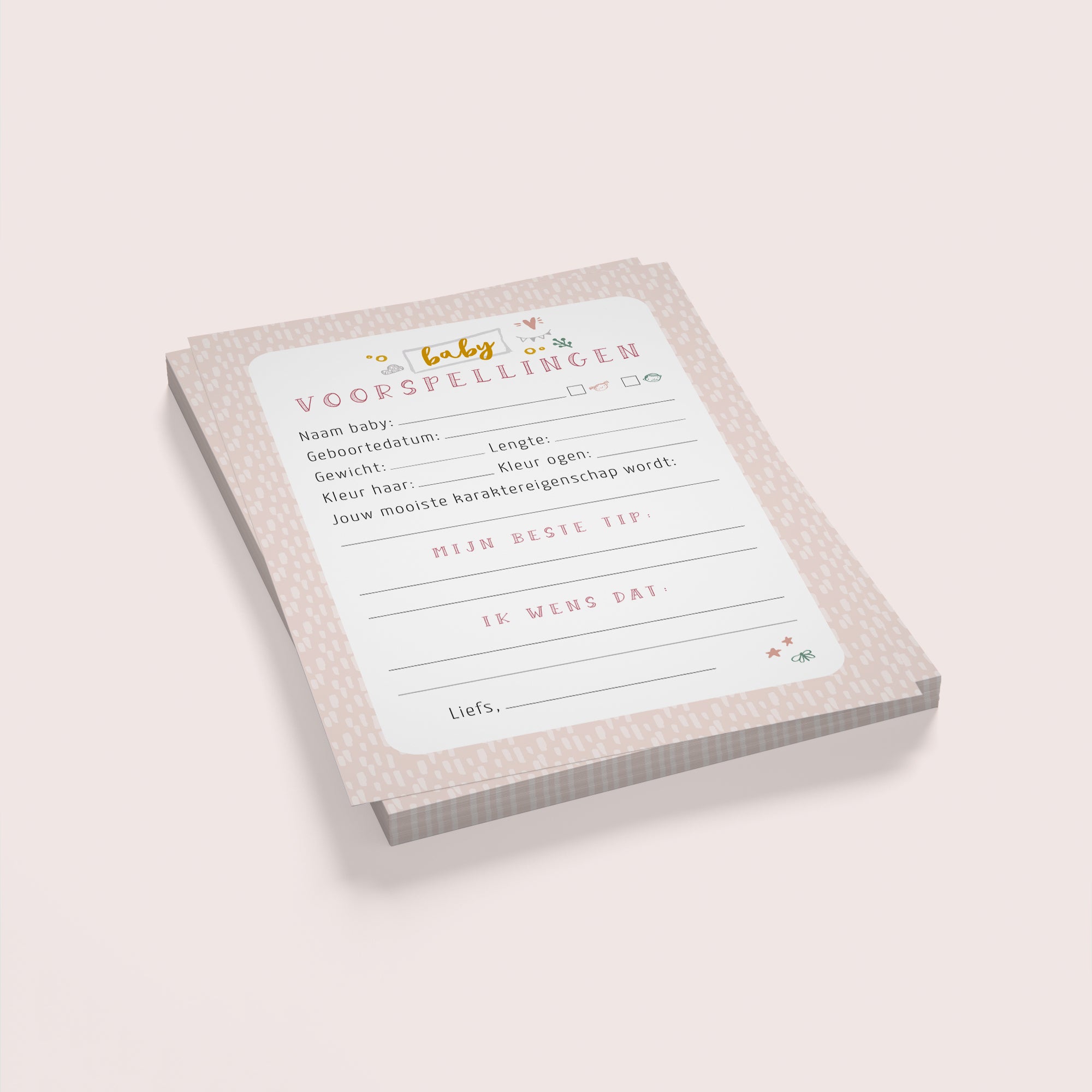 Mijn babyshower invulkaarten (30 stuks) - roze
