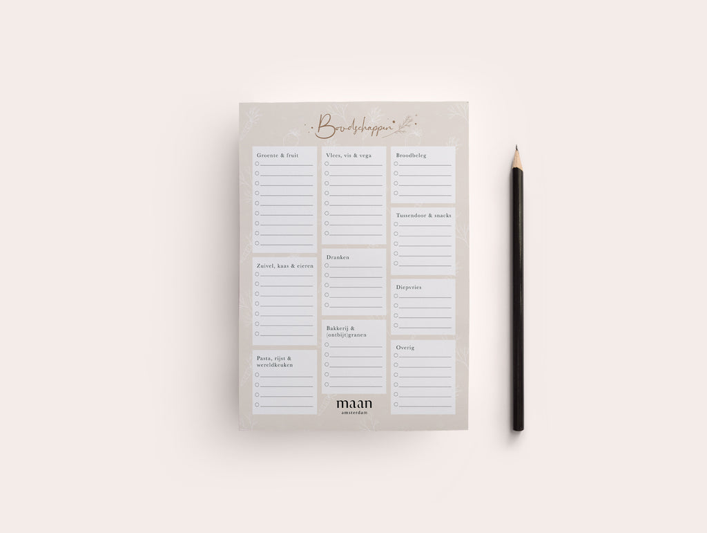 Boodschappenlijstje A5 - Eclipse - beige