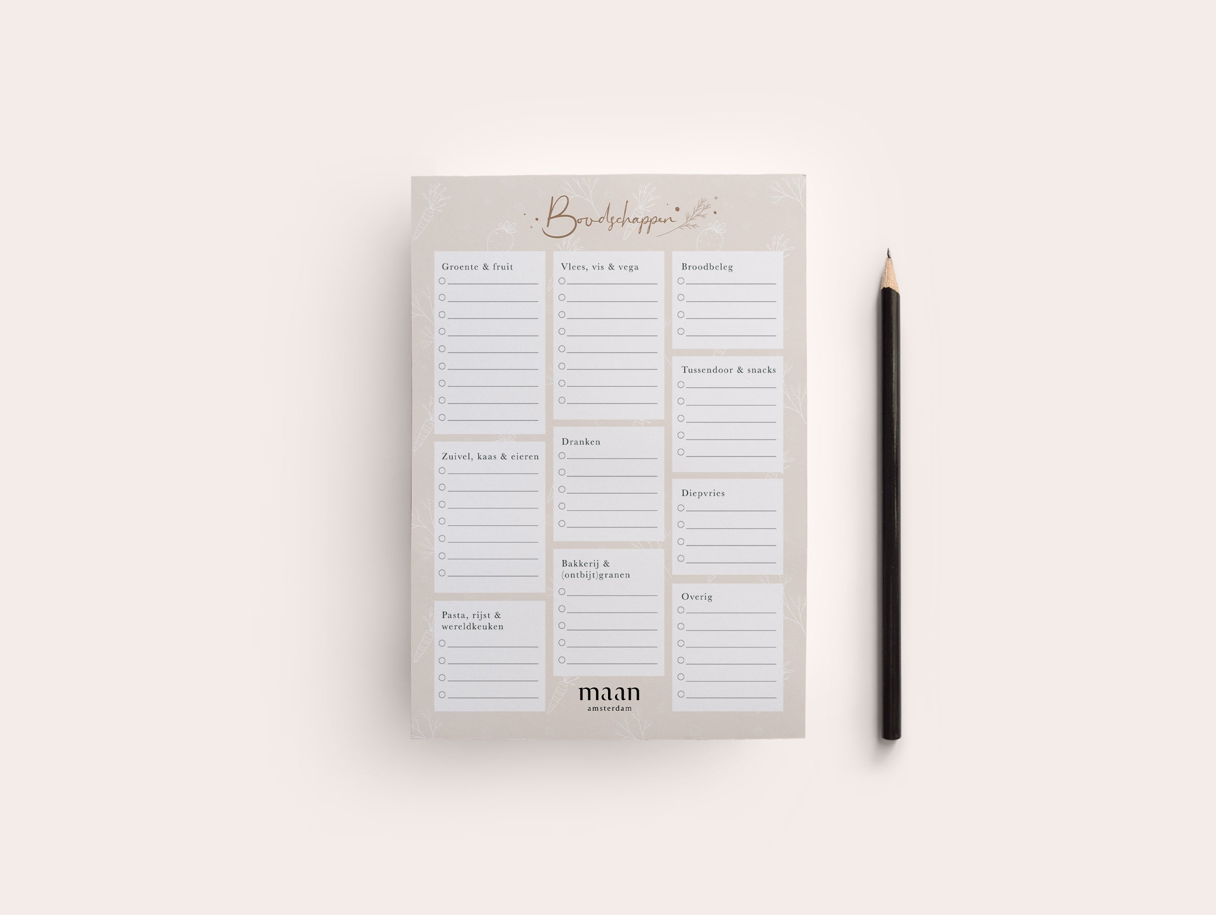 Boodschappenlijstje A5 - Eclipse - beige
