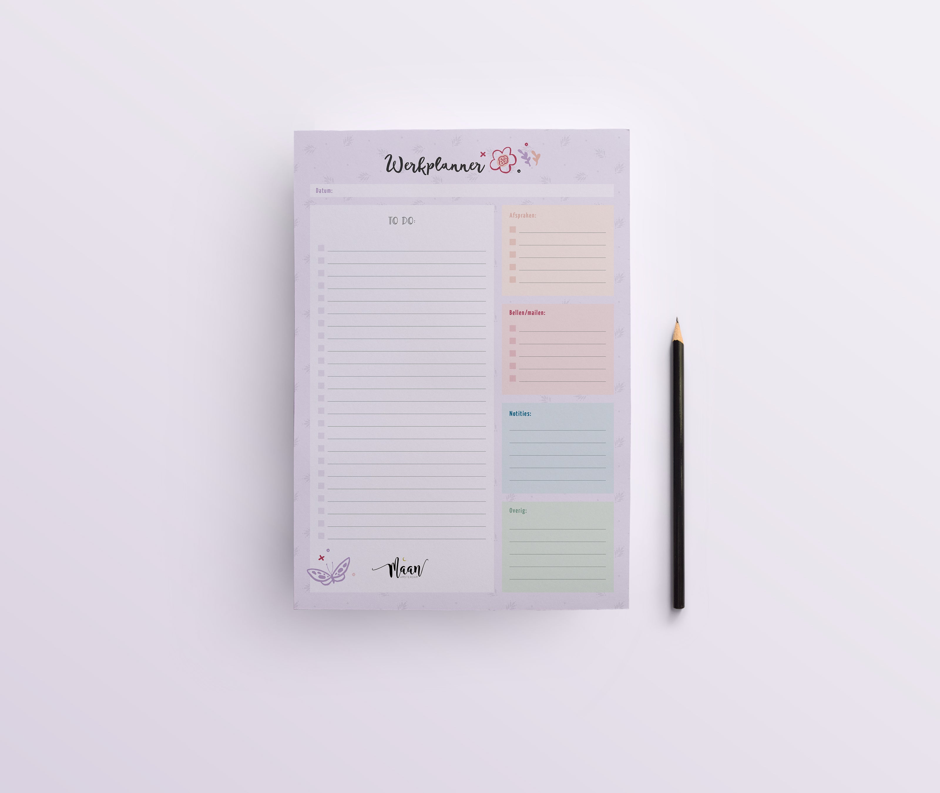 Werkplanner - to do notitieblok - A4 - lila