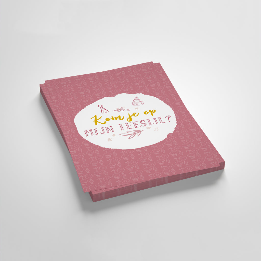 Uitnodigingen kinderfeestje - 10 stuks - roze