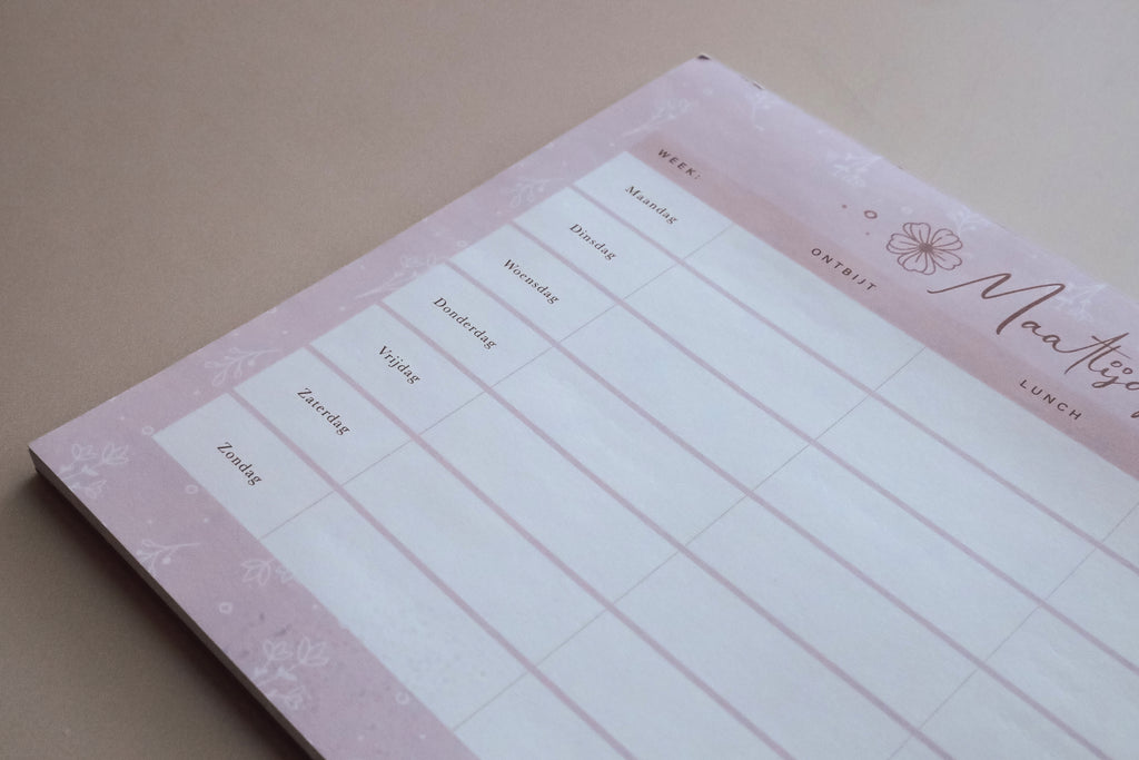 Maaltijdplanner - A4 - notitieblok voor dagmenu - 50 afscheurbare vellen