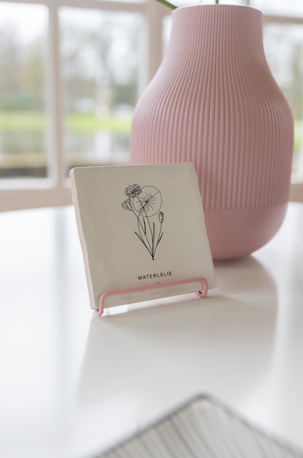 Houder voor tegeltje - roze