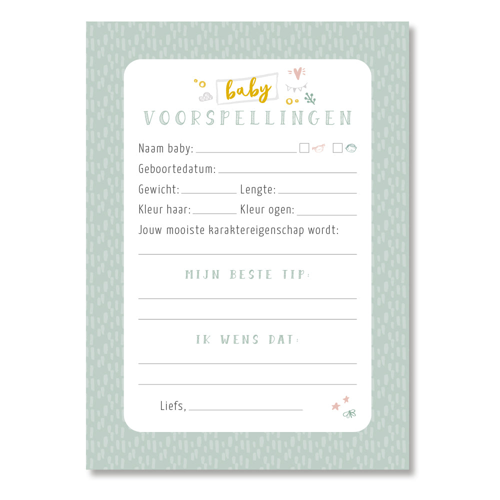 Mijn babyshower invulkaarten (30 stuks) - mint